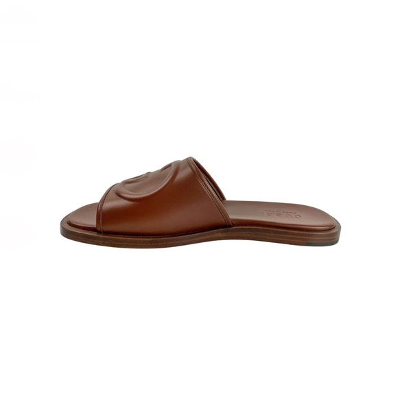 NIB/NWT Gucci Brown Leather Slide Sandals - Picture 3 of 6